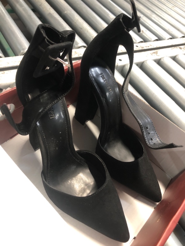 Photo 1 of (see all images) JOY IN LOVE Womens 3.5" Chunky Block High Heels Ankle Strap Heeled Sandals Black-PU US7.5