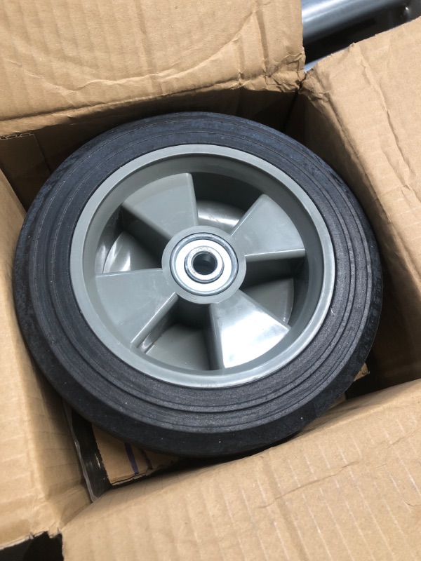 Photo 1 of (2- Pack) Run-Flat Solid Rubber Replacement Tire 8" x 2'' with a 1/2" axle for Hand Trucks, Wheelbarrows, Dollies, Trolleys and More – Run Flat with 500 lbs Max Load