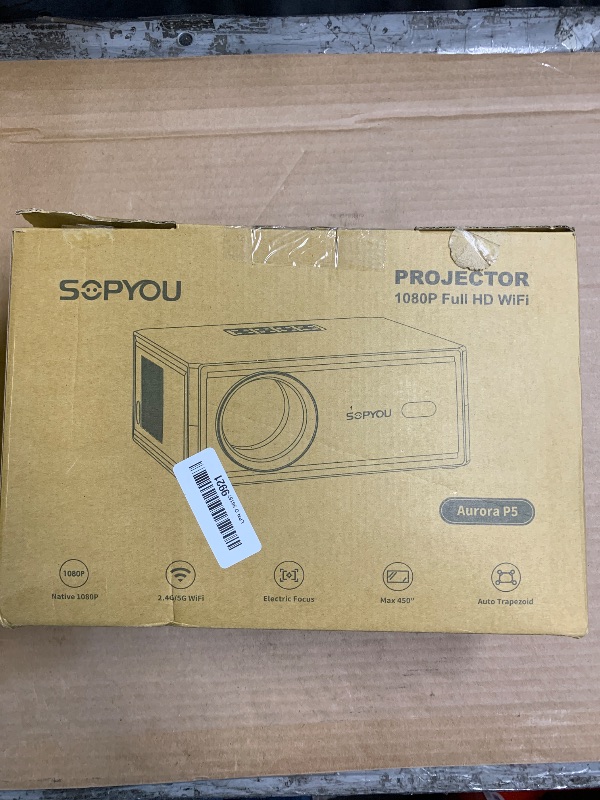 Photo 1 of [Electric Focus/Auto Keystone] Projector with WiFi and Bluetooth, Native 1080P 4K Support Outdoor Movie Projectors Max 450" Display, SOPYOU Home Theater Projector for iOS/Android/TV Stick