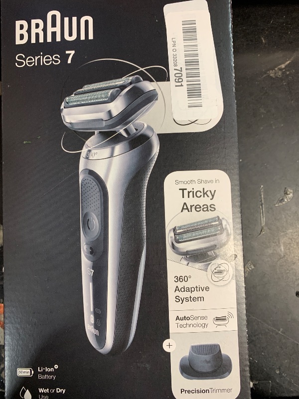 Photo 1 of ***(HEAVILY USED/ MINOR DAMAGE/ SEE NOTES)***Braun Electric Razor for Men, Series 7 360 Flex Head Foil Shaver with Precision Beard Trimmer, Rechargeable, Wet & Dry and Travel Case, Black, 5 Piece Set