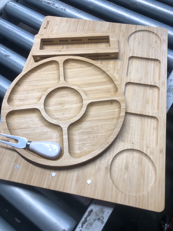 Photo 1 of (incomplete) (see images) SMIRLY Charcuterie Boards Set, Large Cheese Board Set, Natural Bamboo Charcuterie Tray Cheese Platter with Accessories - 