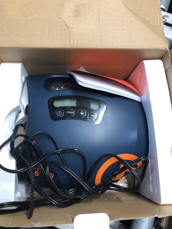 Photo 1 of ***(PARTS ONLY/ NON FUNCTIONAL)****OutdoorMaster 20PSI High Pressure SUP Air Pump Shark - Intelligent Dual Stage Inflation & Auto-Off & Deflation, 12V DC Car Connector, for Inflatable Stand Up Paddle Boards, Boats (Dark Blue)
