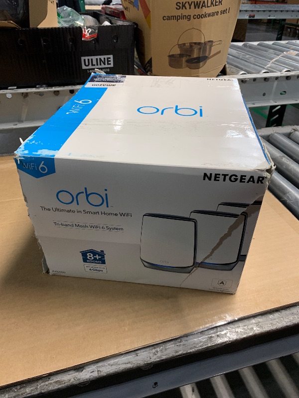 Photo 1 of (SET OF 2*)NETGEAR Orbi Whole Home Tri-Band WiFi 6 Mesh Network System (RBK853) – Router with 2 Satellite Extenders, Security Features, Coverage Up to 7,500 Square Feet, 100 Devices, AX6000 (Up to 6Gbps)