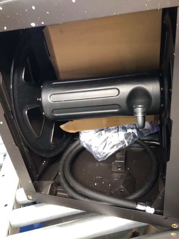 Photo 1 of AQUAZILLA Metal Garden Hose Reel Deck box, Durable Steel Garden Hose Storage Box Cabinet, 150ft 5/8" Garden Hose Capacity. - Hose guide Manual Rewind, No-leak aluminum water connections
