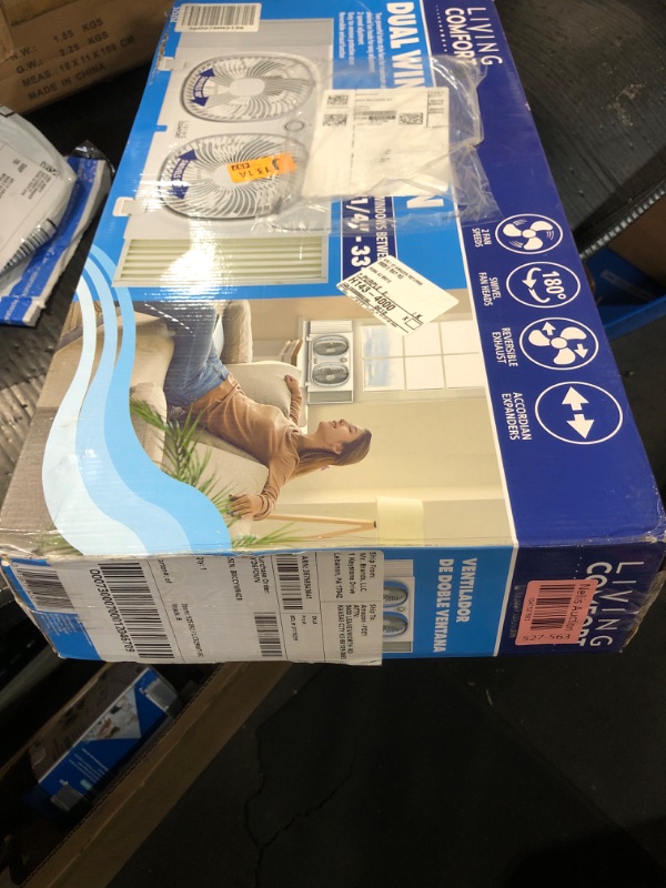 Photo 1 of ***(PARTS ONLY/ NON FUNCTIONAL)***Comfort Zone Living Comfort 9-Inch Twin Window Fan with 2 Speeds & Individually 180° Rotating Fan Heads, Removable Bug Screen – Ideal for Home, Kitchen, Bedroom & Office