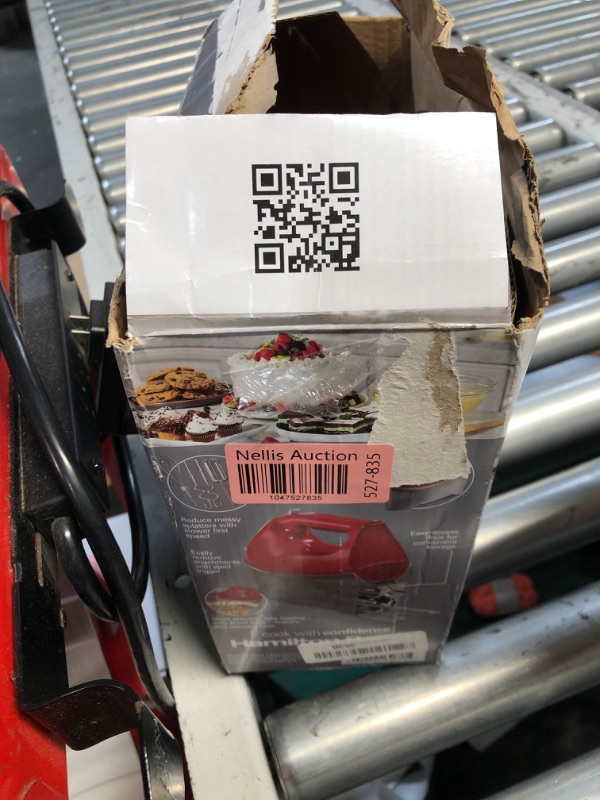 Photo 1 of ***(MISSING PARTS/ SEE NOTES)***Hamilton Beach 6-Speed Electric Hand Mixer with Whisk, Traditional Beaters, Dough Hooks, Snap-On Storage Case, 275 Watts, Red