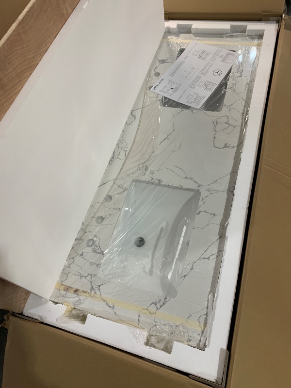 Photo 1 of *** FACTORY SEALED, OPENED FOR INSPECTION | TRUCK/TRAILOR PICKUP ONLY*** LOCALAND 60"x22 " Vanity Top, Engineered Stone Composite White Rectangular Double Sink Vanity Top, Vanity Top with Sink in Calaeatta Pearl, Sink Top with 8 Inch Widespread Faucet Hol