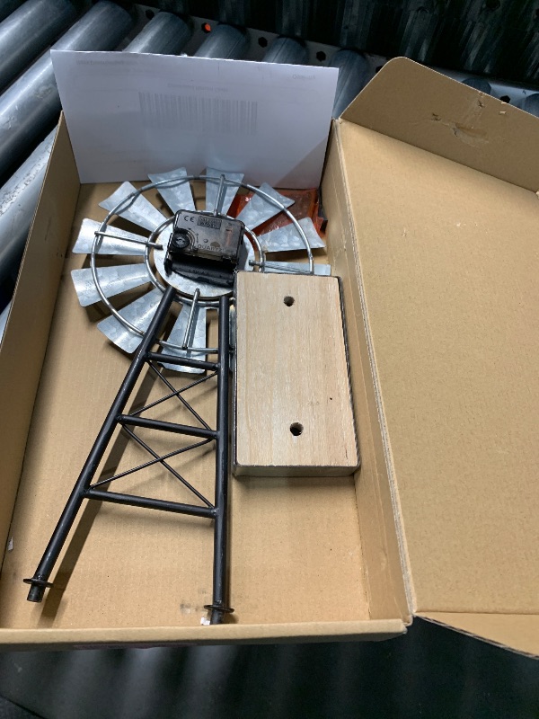 Photo 1 of ***(PARTS ONLY/ NON FUNCTIONAL)***MODE HOME Farmhouse Windmill Desk Clock - 15.75 Inch Galvanized Metal Table Clock with Blades, Small Decorative Office Clock, Battery Operated Rustic Farmhouse Clock for Tabletop & Shelf Decor