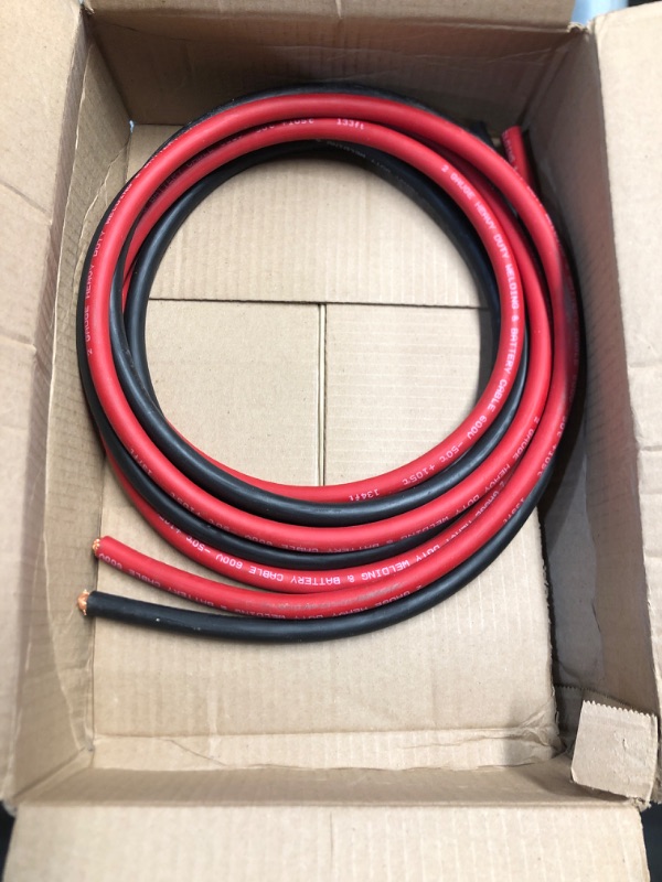 Photo 1 of (SCRAP) (THEY'RE CUT) Geosiry 2 Gauge Battery Cable, 15FT Red + 15FT Black 2 AWG Welding Cable, Stranded Oxygen-Free Copper Wire for Automotive, Battery, Solar, Marine and Generator