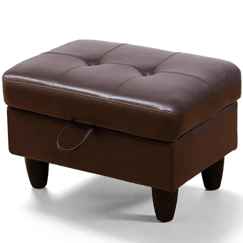 Photo 1 of **ITEM IS DIFFERENT FROM STOCK PHOTO** Ottoman Rectangular Storage Ottoman Bench, Faux Leather Footrest, Coffee Table, Stool Footstool with Hinged Lid for Living Room, Bedroom, Entryway, Brown, 28.5"x19"x17.5"