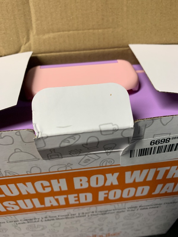 Photo 1 of (DIRTY) (FAIR CONDITION) Fimibuke Bento Box for Kids Adult, BPA Free & Leakproof Toddler Lunch Box with 8.5oz Insulated Thermos Food Jar, Utensils & Sauce Jar, Dishwasher Safe 3 or 4 Compartment Container for School Girl Boy