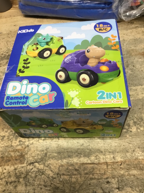 Photo 1 of 2 Pack Dinosaur Remote Control Cars Toys for Kids 2 3 4 5 6 Years Old, Christmas Birthday Gifts for Boys and Girls Ages 2-6, Dino Race Car Toddlers Toys with Music and Light(Red Blue)