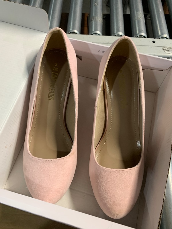 Photo 1 of ***(HEAVILY USED/ MINOR DAMAGE)***DREAM PAIRS Tiffany Women's New Classic Elegant Versatile Low Stiletto Heel Dress Platform Pumps Shoes,Size 8,Pink/Suede,TIFFANNY