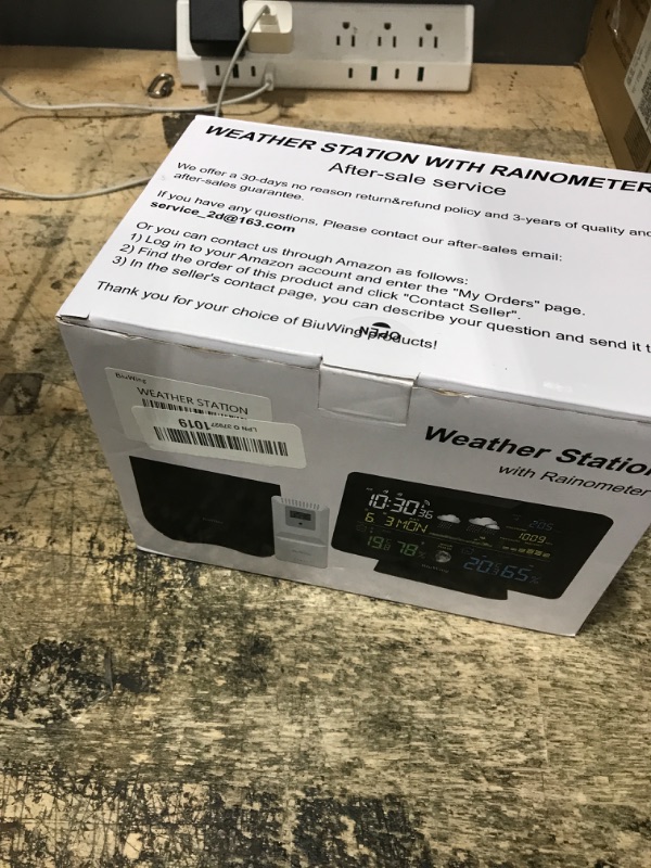 Photo 1 of **FOR PARTS/DOESN'T STAY POWERED ON** Wireless Rain Gauge and Weather Station, Digital Rain Gauge Outdoor Home Weather Station with Thermometer, Hygrometer, Atomic Clock, Weather Forecast and Barometer, Weather Station with Rain Gauges