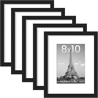 Photo 1 of 
upsimples 8x10 Picture Frame Set of 5, Display Pictures 5x7 with Mat or 8 x 10 Without, Wall Gallery Photo Frames, Black