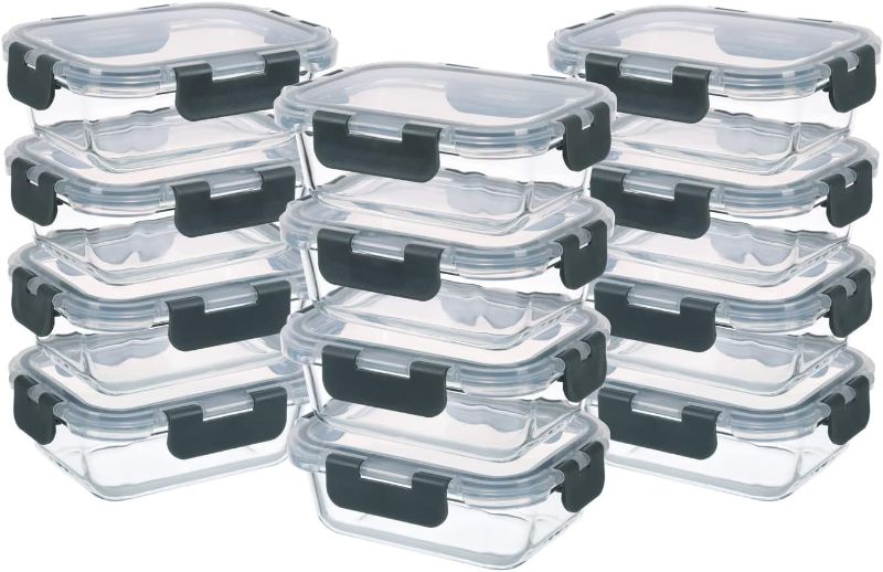 Photo 1 of 
24-Piece Small Glass Food Storage Containers with Lids Airtight, 1.5 Cup Meal Prep Containers Set, Microwave&Dishwasher Safe, Leak-Proof, BPA-Free, Grey