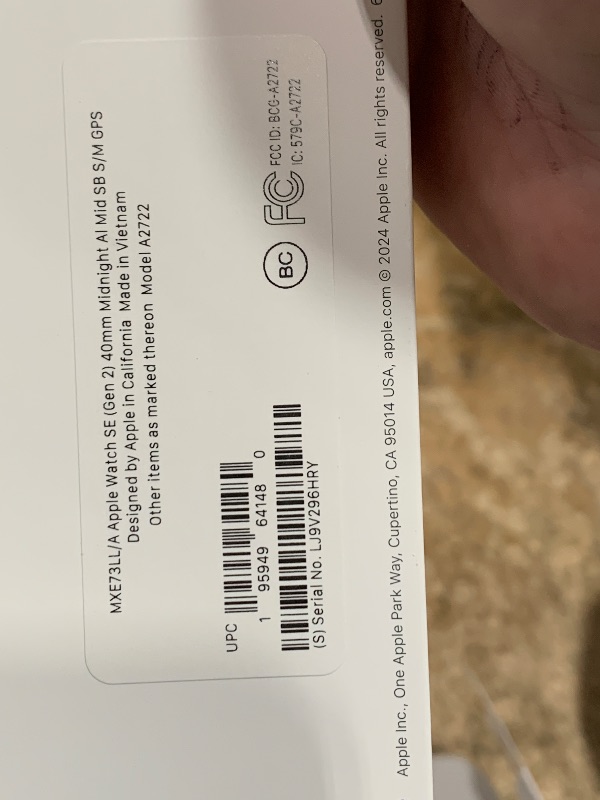 Photo 1 of (locked) Apple Watch SE (2nd Gen) [GPS 40mm] Smartwatch with Midnight Aluminum Case with Midnight Sport Band S/M. Fitness and Sleep Trackers, Crash Detection, Heart Rate Monitor, Retina Display