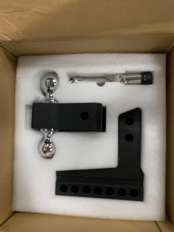 Photo 1 of LOCAME Adjustable Trailer Hitch, Fits 2-Inch Receiver, 6-Inch Drop/Rise Aluminum Drop Hitch,12,500 LBS GTW-Tow Hitch for Heavy Duty Truck with Double Stainless Steel Locks, Black, LC0024