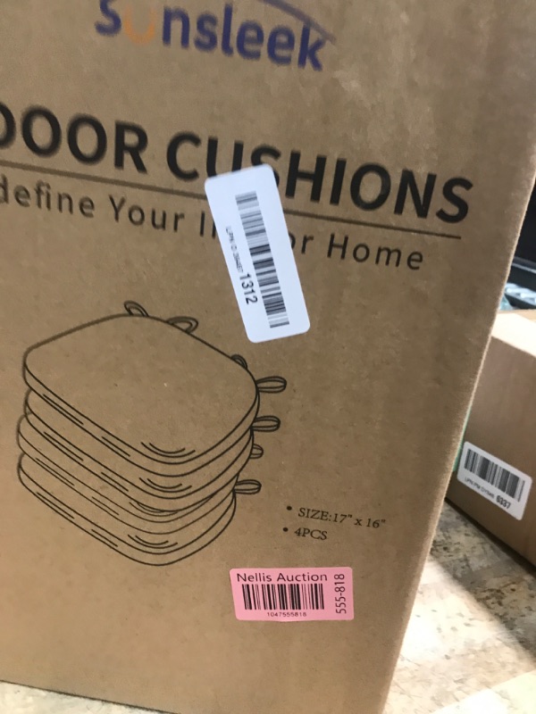 Photo 1 of *** PARTIAL SET *** Sunsleek Chair Cushions for Dining Chairs, D-Shaped Seat Cushions with Removable Washable Cover and Ties, Chair Pads for Kitchen, Indoor Dining Room, Patio Chairs, 17'' x 16'', Set of 4, Beige