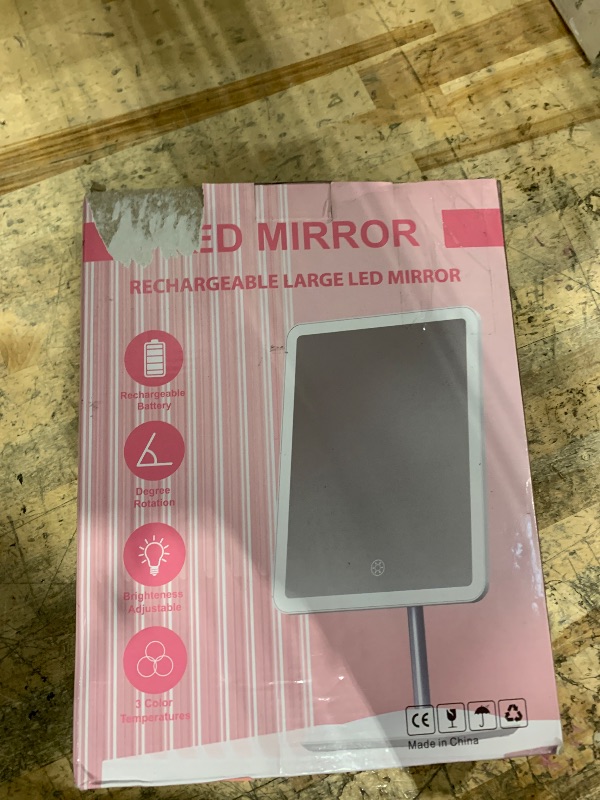 Photo 1 of DESCHEN 2000mAh Rechargeable Makeup Vanity Mirror with Lights, 11.6" Large Lighted Makeup Mirror with 3 Color Lights and 3.5" Detachable 10X Magnification, Light Make Up Desk Mirror with Lighting