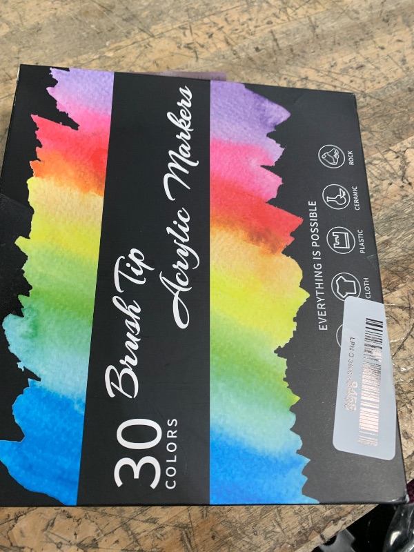 Photo 1 of **PARTIAL SET/SOME WORK SOME DON'T** TOSHARE 30 Colors Acrylic Paint Markers, Waterproof Dual Tip Acrylic Paint Pens with Brush and Fine Tip, Markers Set for Paper, Rock, Wood, Canvas, Glass, Ceramic and DIY Crafts Making Art Supplies