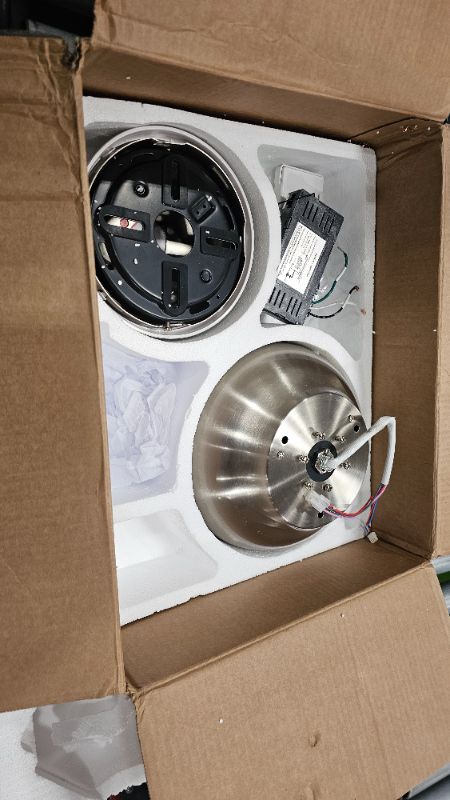 Photo 1 of ***PARTS ONLY*** putroad 42 Inch Ceiling Fans with Lights and Remote, Brushed Nickel Low Profile Ceiling Fan with Light, Flush Mount, Reversible, 6 Speeds, 3CCT Dimmable, Bedroom Indoor/Outdoor Patios Use