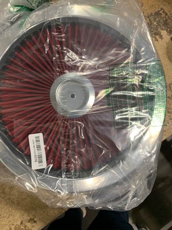 Photo 1 of JGhyperX Round 14"x3" Air Cleaner Filter Assembly Kit Compatible with GMC Chevy Ford Chryler Dodge V8 Black 5-1/8" Carb Neck w/Flow-Thru Lid High Flow Chrome 4330CR