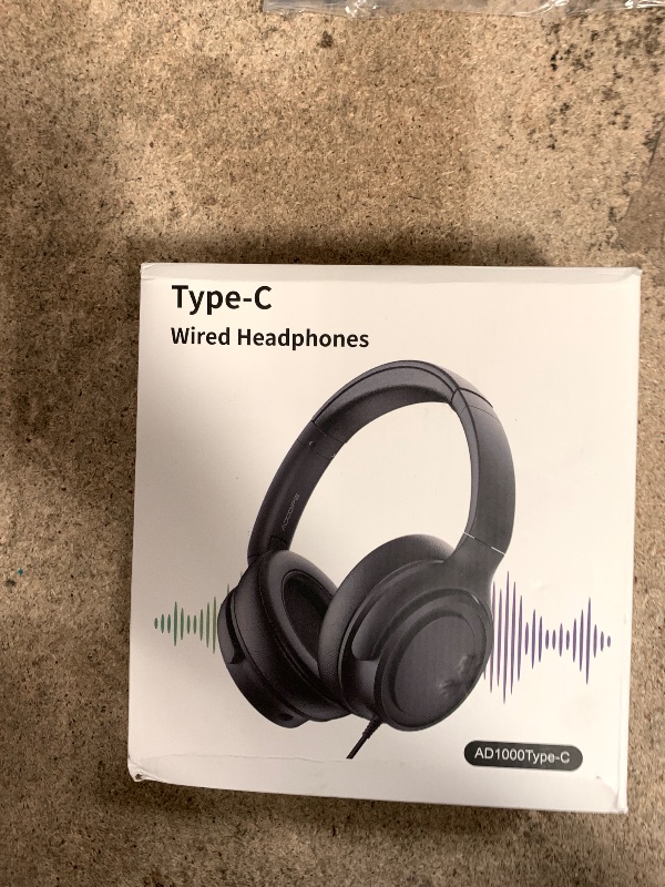 Photo 1 of ADOOPE Wired Over-Ear Headphones with USB C Connector, Hi-Fi Stereo Sound, Noise-Isolating Ear Cups, Comfortable Fit for USB C Devices (No Bag, Black)