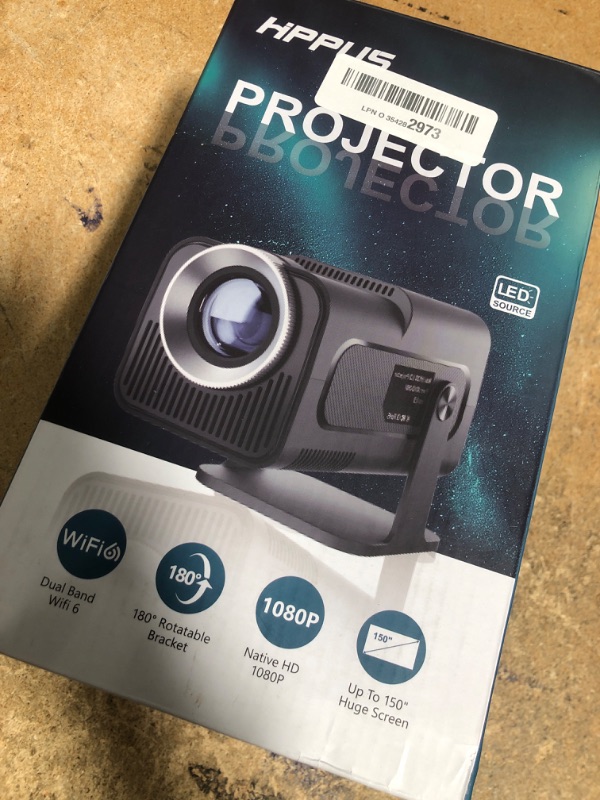 Photo 1 of [180°Adjustable Stand]HIPPUS Smart Mini Projector with WiFi and Bluetooth, Full HD 1080P, Auto Keystone,4K Video Portable Ceiling Projector,Wifi 6,Android 11.0 (Black)
