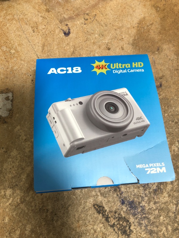 Photo 1 of ***(MISSING SD CARD)***Digital Camera for Photography, 4K 72MP Autofocus 2.8" 270° Flip Screen 18X Digital Zoom Compact Vlogging Camera, Point and Shoot Digital Cameras with 64GB TF Card & Battery, Carry Bag