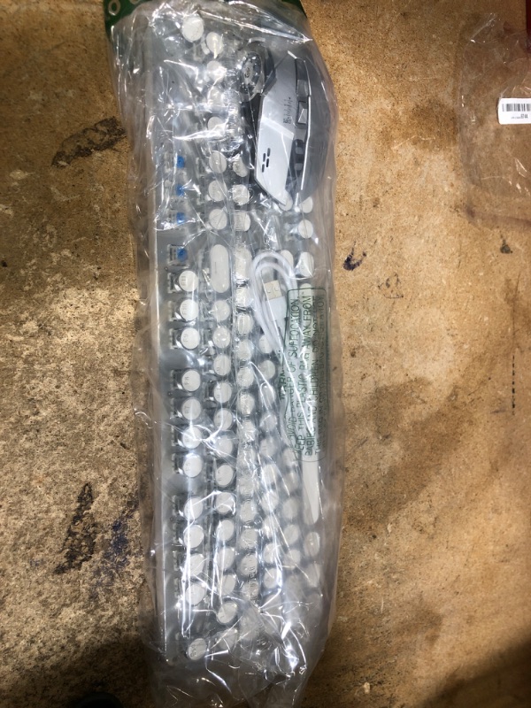 Photo 1 of TK950 Wireless Typewriter Keyboard and Mouse Combo,104 Keys Retro Typewriter Mechanical Keyboard with White Backlit, Anti-Ghosting, Blue Switch, Bluetooth/2.4G/Wired Cute Gaming Keyboards-White