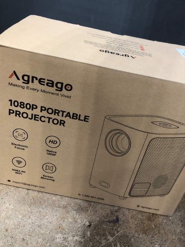 Photo 1 of [Electric Focus]Projector with WiFi and Bluetooth, Native 1080P 15,000 Lumens 4K Supported, Agreago Outdoor Movie Projector for Home Theater UP to 300", for iOS/Android/Laptop/TV Stick/HDMI/USB