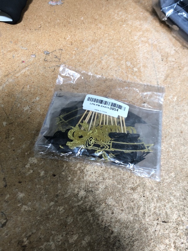 Photo 1 of 2025 Graduation Cupcake Toppers, 36 pack Glitter Class of 2025 Congrats Grad Cap Diploma Cupcake Picks for Graduation Party Decorating Supplies (Gold)
