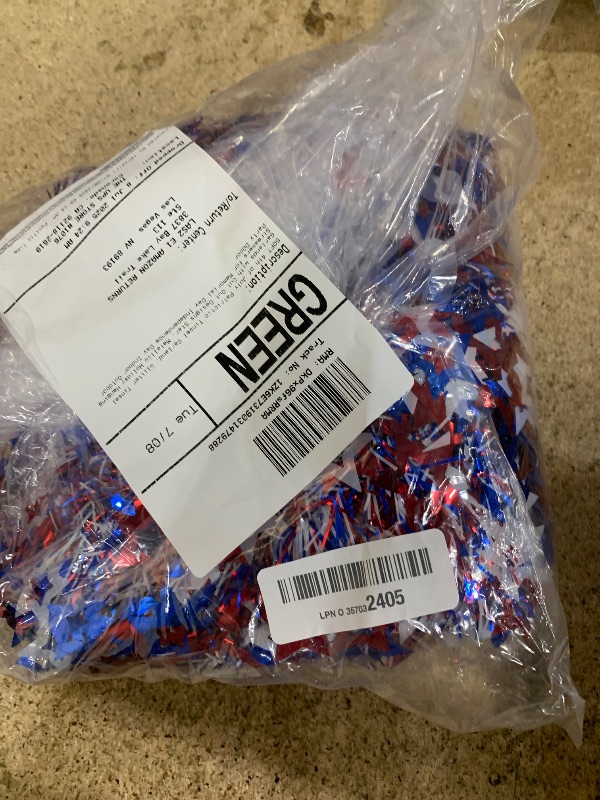 Photo 1 of 50FT 4th of July Patriotic Tinsel Garland, Glitter Tinsel Garlands with Cut Out Designs Star, Metallic Holiday Hanging Streamers for Memorial Day Independence Day Indoor Outdoor Party Décor