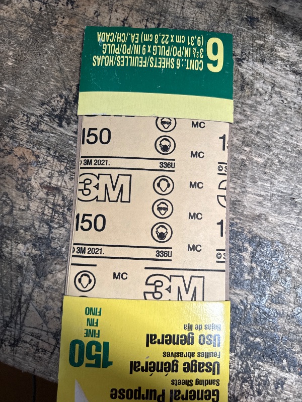 Photo 1 of 3M 9015 General Purpose Sandpaper Sheets 3-2/3-in by 9-in Fine Grit