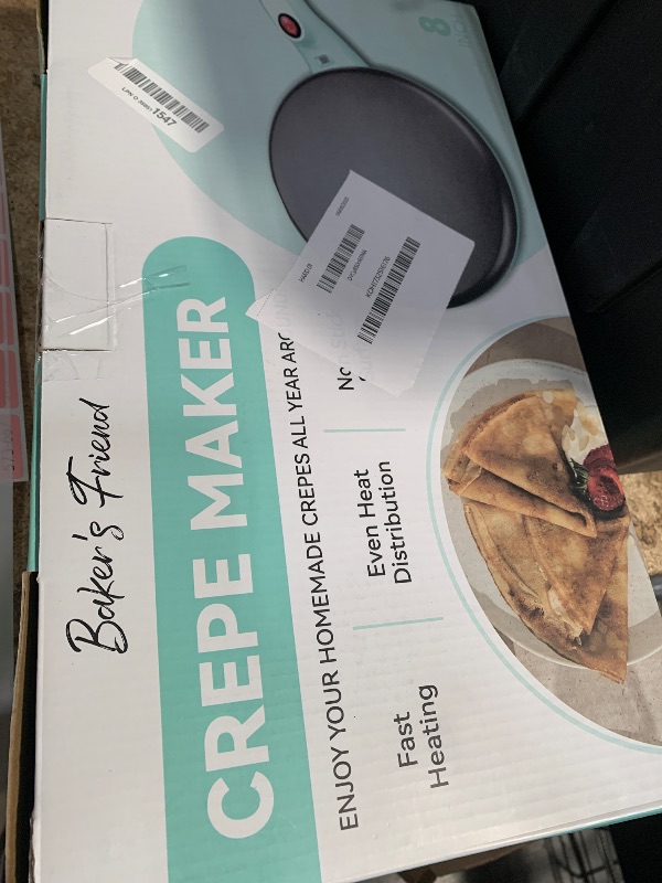 Photo 1 of Baker's Friend Instant Crepe Maker with Handle, Electric Crepe Maker Machine, Crepera Electrica, 8 Inch Non-stick Cooking Surface, Aqua