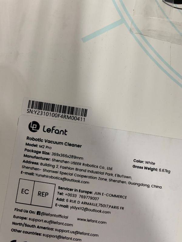 Photo 1 of ***PARTS ONLY***Lefant LiDAR Robot Vacuum and Mop, 45-Day Self-Emptying, 190° PSD Obstacle Avoidance, Customized Cleaning, Multi-Floor Mapping, 5500Pa Strong Suction, 140 Min Runtime, WiFi/Alexa/APP/iWatch, M2 Pro