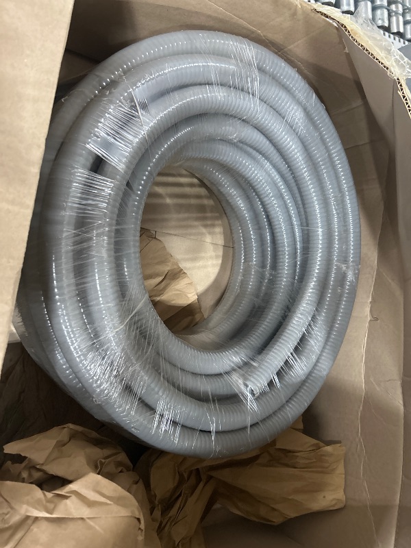 Photo 1 of 1 inch 100 Ft Electrical Conduit Kit,Liquid-Tight Conduit and Connector Kit with 5 Straight and 3 Angle Fittings Included,Flexible Non - Metallic Liquid Tight Electrical Conduit(1" Dia,100 ft)