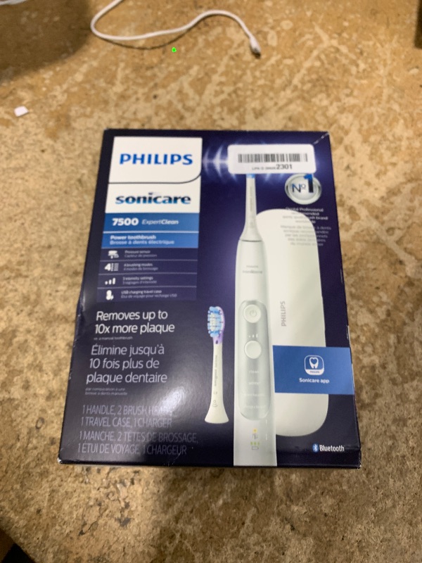 Photo 1 of *MISSING PARTS* Philips Sonicare ExpertClean 7500 White, Rechargeable Electric Power Toothbrush, HX9690/06