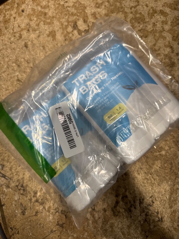 Photo 1 of 120 Counts 1.6 Gallon Mini Drawstring Trash Bags, Small Garbage Bags by KSSKSS, Code a fit 4.5-8 Liter, 1.2-2 Gal, White Trash Bin Liners for Home Office Kitchen Bathroom Bedroom