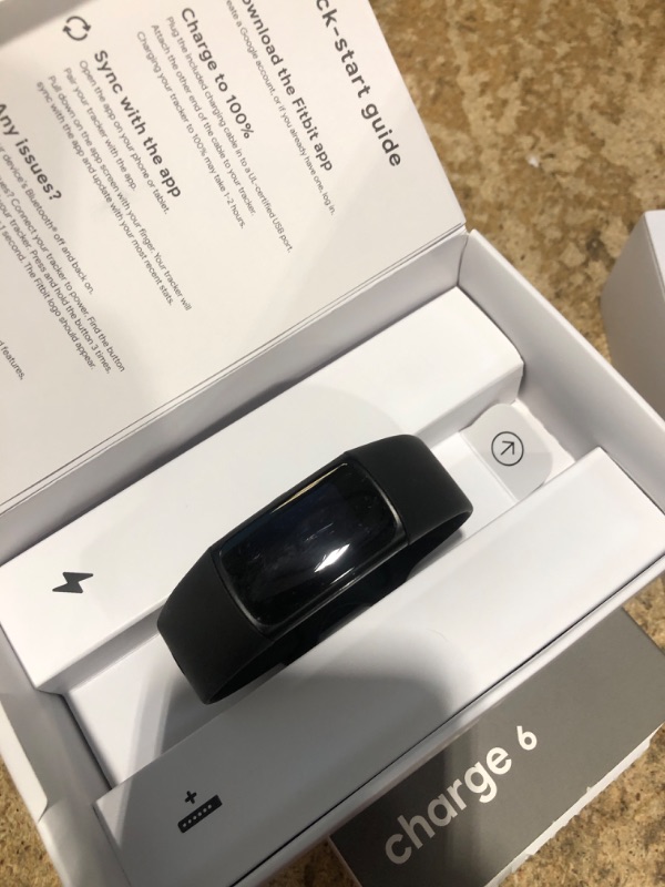 Photo 1 of *UNABLE TO FULLY TEST* Fitbit Charge 6 Fitness Tracker with Google apps, Heart Rate on Exercise Equipment, 6-Months Premium Membership Included, GPS, Health Tools and More, Obsidian/Black, One Size (S & L Bands Included)