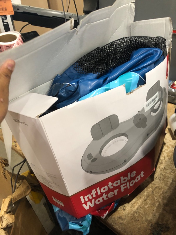 Photo 1 of *UNKNOWN OF ABY MAJOR DAMAGES* QPAU Inflatable Double River Tube, 2 Person 660lb Capacity, Puncture-Resistant 93" Sturdy Heavy Duty River Float, River Raft with Ergonomic Backrest, Cooler & Cup Holders for Family