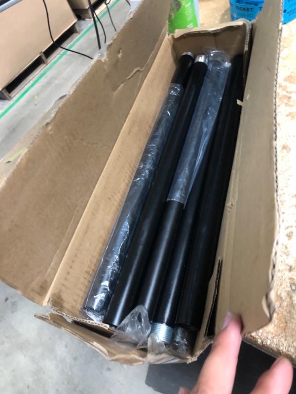 Photo 1 of **MISSING ROD EDGE COVERS AND ASSEMBLY HARDWARE** Modern Black Curtain Rods Set, 48-84 Inches Adjustable, Heavy Duty 1 Inch Diameter, Decorative Finials, 2 Pack, for Windows, Outdoor, Farmhouse, Bedroom, Kitchen, Living Room