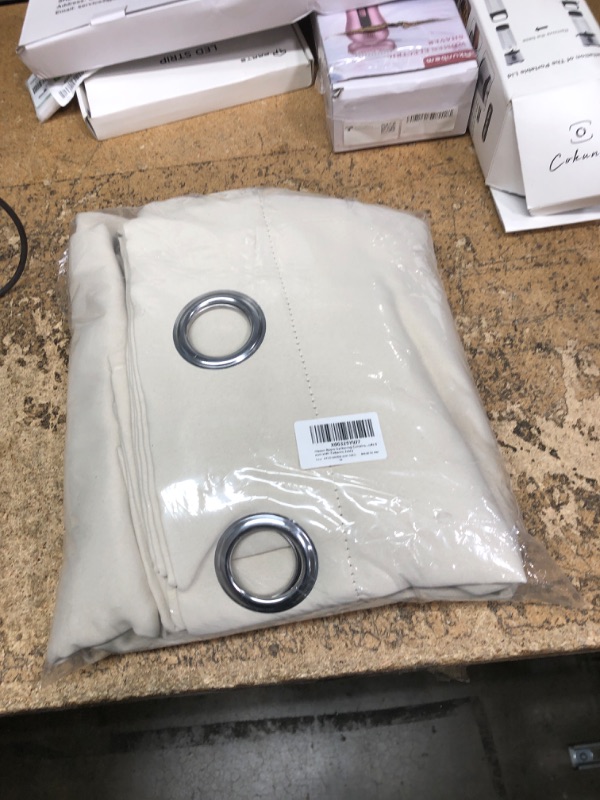 Photo 1 of (used/fair) (bagged) Hiasan Room Darkening Curtains for Bedroom, 70 x 63 Inches - Thermal Insulated & Light Blocking Window Drapes for Living Room/Dorm Room, Set of 2 Panels Sewn with Tiebacks, Ivory