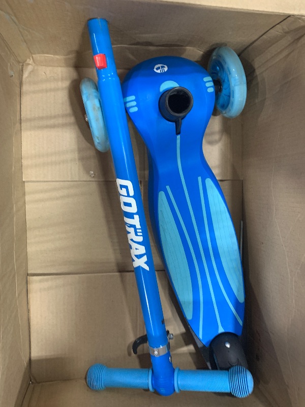 Photo 1 of **SEE NOTES**Gotrax KS1 Kids Kick Scooter, LED Lighted Wheels and 3 Adjustable Height Handlebars, Lean-to-Steer & Widen Anti-Slip Deck, 3 Wheel Scooter for Boys & Girls Ages 2-8 and up to 100 Lbs (Blue)