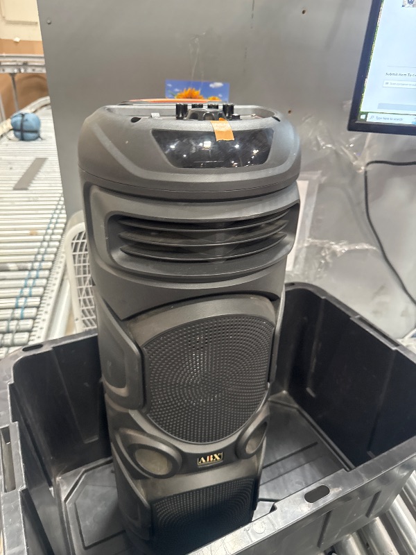 Photo 1 of *UNABLE TO TEST BUTTON DOESNT SWITCH**Audiobox Dual 8" Portable Party PA Speaker P/N ABX-2900R LED Lit RGB 32"Tall
