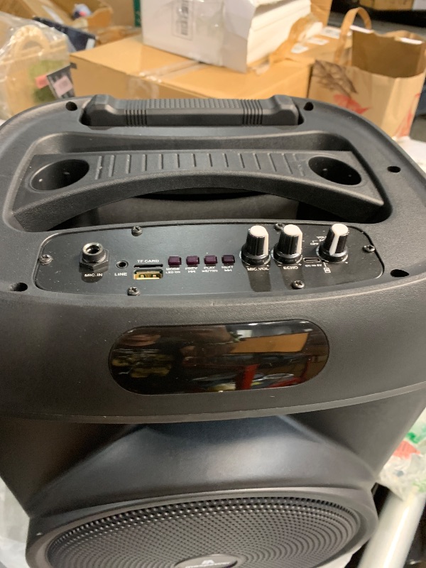 Photo 1 of (used)(missing pieces) Acoustic Audio by Goldwood 1000W Bluetooth Speaker Set w/ 15" Woofer - Portable PA Sound System w/ Microphone