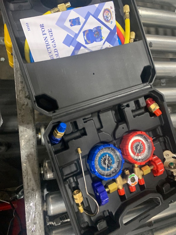 Photo 1 of ***PARTS ONLY***P PBAUTOS 3CFM 1/4HP Single Stage Vacuum Pump and 3-Way Manifold Gauge Set for R12, R22, R134A, R502 Refrigerants for HVAC Refrigeration Recharging and Maintenance, No Oil Included
