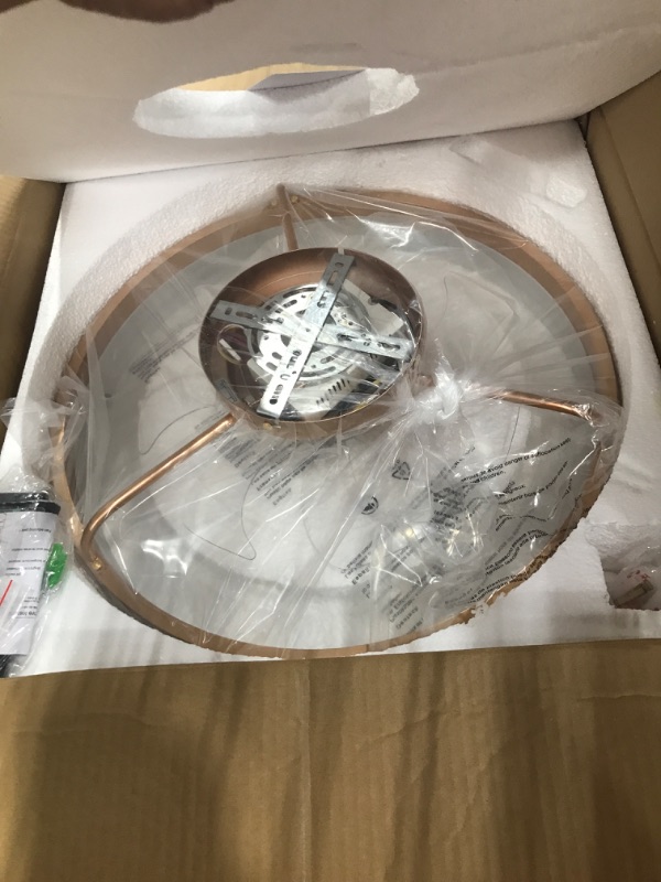 Photo 1 of (SEE NOTES) ***PARTS ONLY****Cainjiazh Ceiling Fans with Lights and Remote 20" Dimmable Fandelier LED Fan Light Modern Ceiling Fan, Low Profile Flush Mount Ceiling Fan Lights for Bedroom Kitchen and Living Room(Gold)