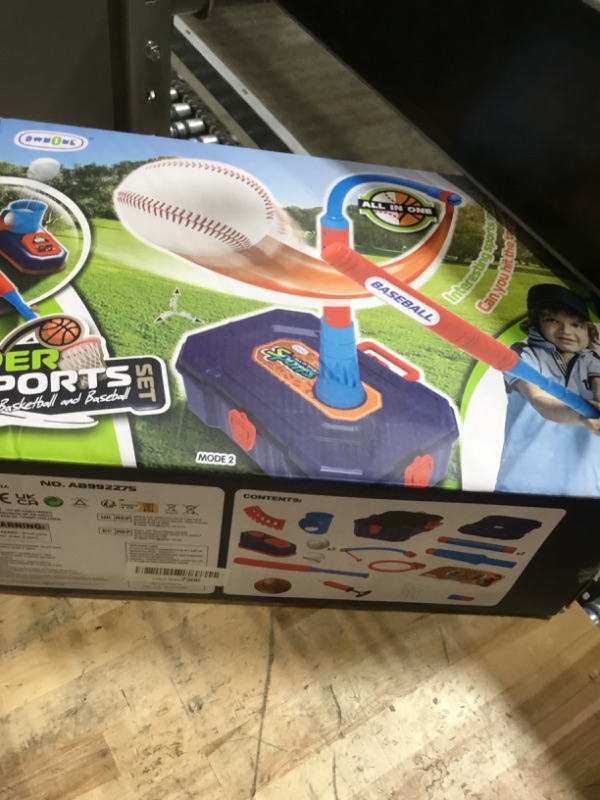 Photo 1 of 4 in 1 Basketball Hoop for Kids 1-3, 3-5, Toddler Basketball Goal and T Ball Set, Adjustable Basketball Hoop, Indoor Outdoor Sports Toys, Birthday Gifts for Kids Boys 1 2 3 4 5 Years Old